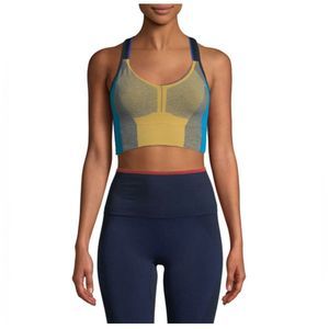 LNDR Trigger Mustard Sports Bra Color Block Blue Razorback Size Medium/Large